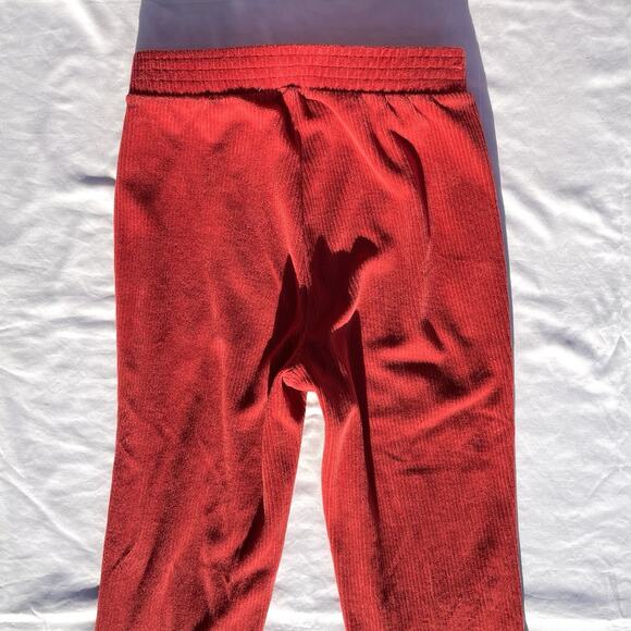Aerie Groove On Rib Velour Flare Pants Womens XS Red Pull On - Picture 4 of 7